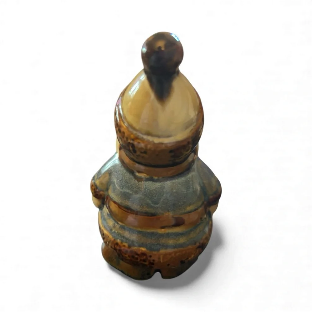 Ceramic Vintage  Glazed Stoneware Santa Figurine 3 X 5 inches